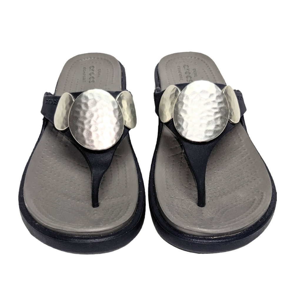 CROCS - Womens Sanrah Embellished Wedge Flip size 7